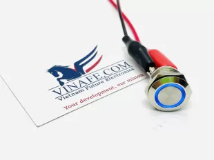 Nút Nhấn Nhả Inox 4P 19mm Xanh Dương 5V